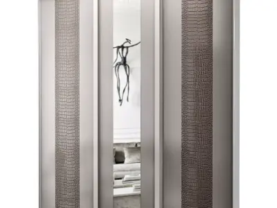 Wardrobe 3d model sliding doors ikea Low-poly 3D model