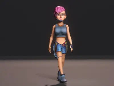 Gaming Girl Low-poly 3D model
