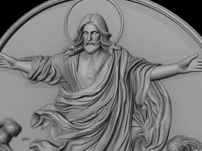 Jesus Walking on Water - 3D Printable Coin Sculpture 3D print model
