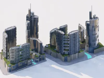 City-modern city- urban 3D model