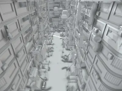 Cyberpunk  City Kitbash Low-poly 3D model