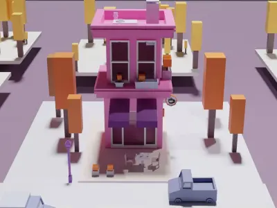 Low Poly Mini Cafe Free 3D model