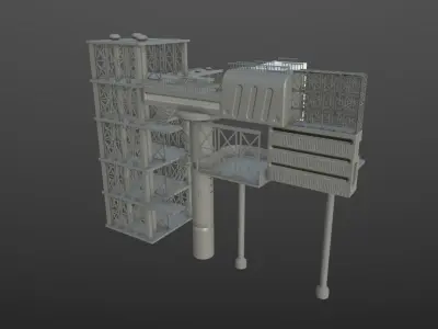 SCIENCE LAUNCH TOWER Low-poly 3D model