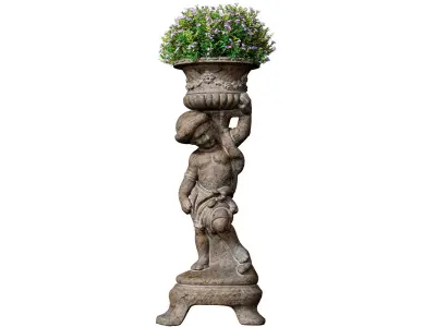 Classic Outdoor Garden Sculpture Flowerpot urn planter Flowers 3D model