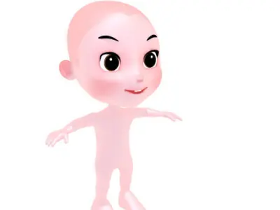 Cartoon girl Low-poly 3D model