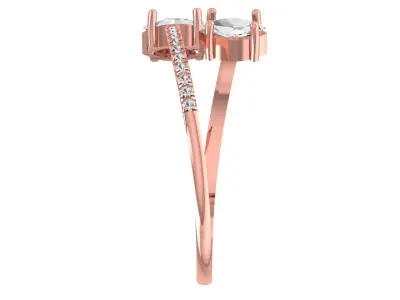 Solitaire Open End Light Weight Marquise stone Band Ring 3D print model