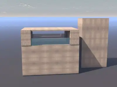 buildings concrete building in sky 3D model