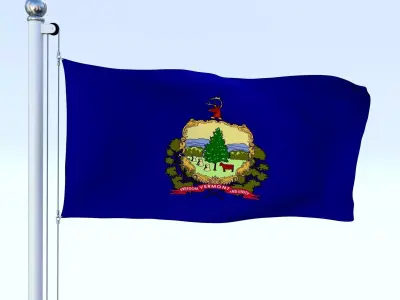 Animated Vermont Flag Low-poly 3D model