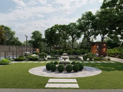 Garden Landscape 3D Model - SketchUp and Lumion Scene 3D model 3D model