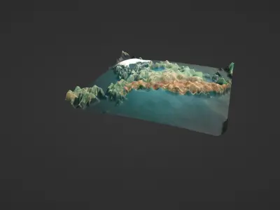 North America Map Topography Low-poly 3D model