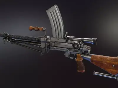 Nambu Type 99 LMG Low-poly 3D model