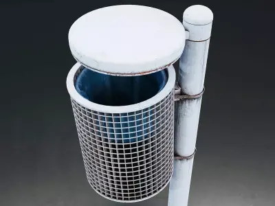Urban Metal Trash Bin Low-poly 3D model