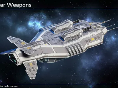 Spaceship Litzmann Gun Carrier Low-poly 3D model