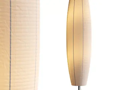 Silver-gray metal round base white paper floor lamp 3D model