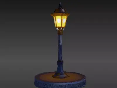 Stylized Night Street Lamp Background 3D Model for Animation 3D model