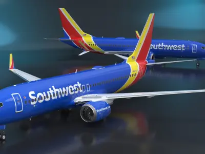  Southwest Airlines Boeing 737 Max 8 Rigged for Cinema 4D 
