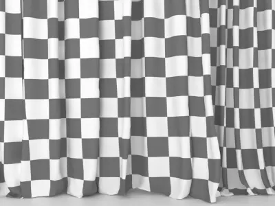 Curtains 3D model curtain with teal and stripes 3D model