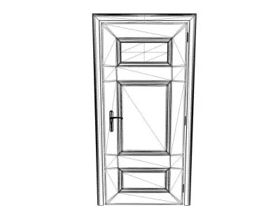 Dark Wood Interior Door with Upper Frosted Glass Panel Low-poly 3D model