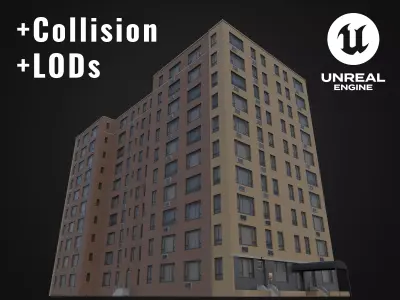 10 floor New York Building Low-poly 3D model