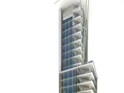 White Metal And Glass Three Tier Skyscraper 3D model