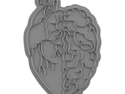 Heart Brain Neon Sign 3D model