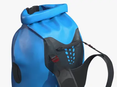  Floating Waterproof Dry Bag Backpack Standing Blue 