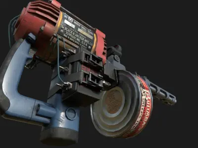 Postapocalyptic Machine Gun Low-poly 3D model