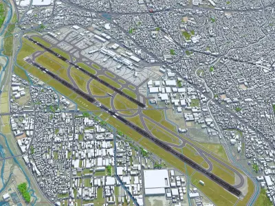 Osaka Airport 10km Low-poly 3D model