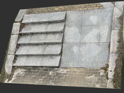 Steps with leaves in the park 3d scan 3D model