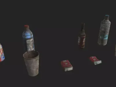 Trash PBR 4K GameReady soda cans Low-poly 3D model