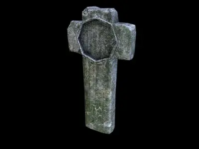 OldGravestone5 stone cross Low-poly 3D model