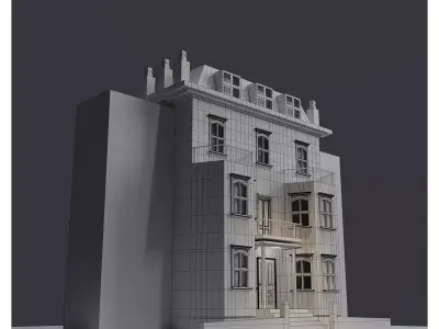 Stylized Red Townhouse Animation Ready Low Poly 3D Building Low-poly 3D model