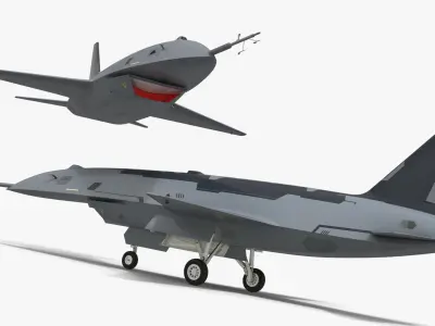  Tactical Stealth Jet with Landing Gear Deployed Grey 