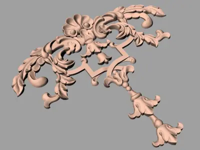 Door flower 3D relief STL Model for CNC woodworking carving E298 3D model