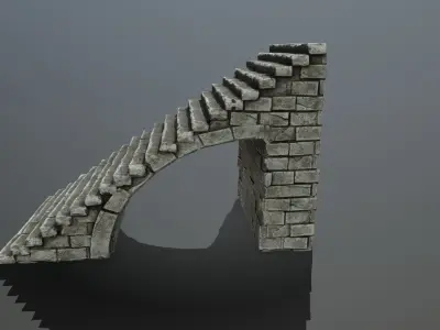 stairs stone staircase Low-poly 3D model