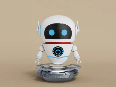 Rigged Cartoon Cute Robot Low-poly 3D model
