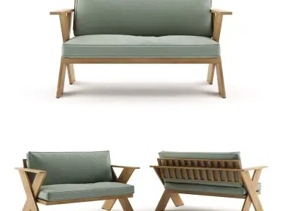 Valente Outdoor 2 Seater Sofa 3D model