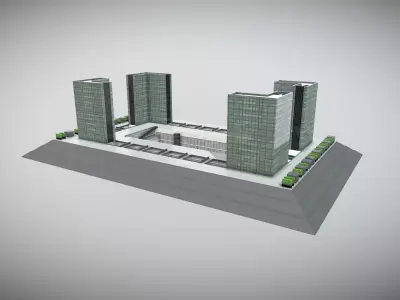 National Library of France Low-poly 3D model