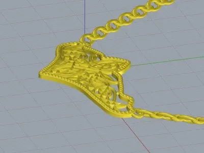 Wing Shape Gold Light Weight Necklace For Women 3D print model