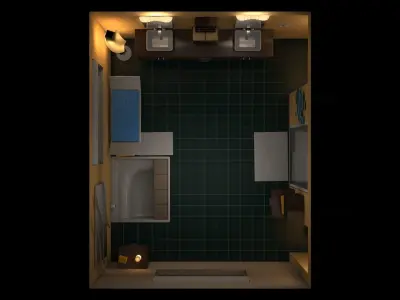 Bathroom floor plan of apartment 3D model