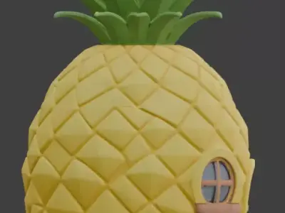 Stylized Pineapple House 3D Model Collection Low-poly 3D model