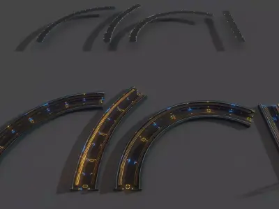 Sci-fi Platform Road Pack Low-poly 3D model