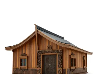 Ornate Wooden House model pack Low-poly 3D model