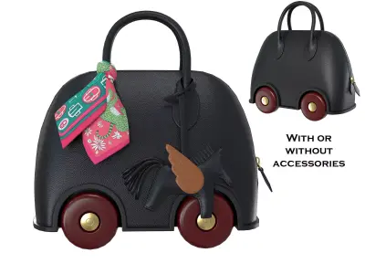 Hermes Mini Bolide Bag On Wheels Black Low-poly 3D model