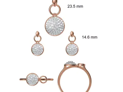 Light wt Ring Earrings Pendant set stl jcd 1-render details 3D print model