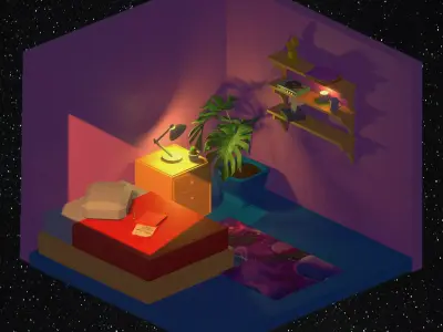 Isometric room Free low-poly 3D model buy
