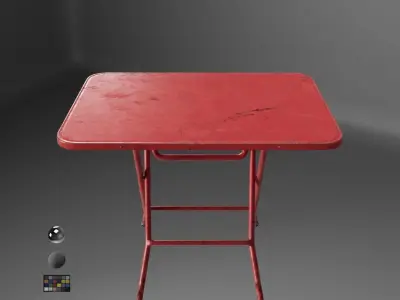 Thai Street Food Table Red 3D model