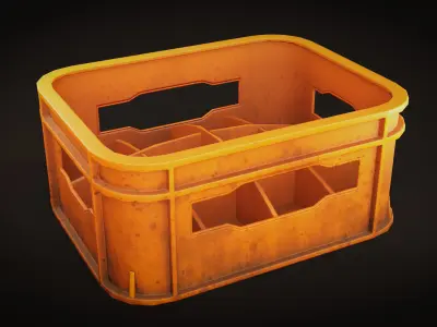 Beer Bottle And Crate - Urban Trash Low-poly 3D model
