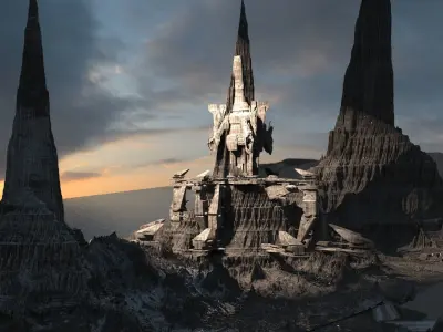 Mars Gods Mountain Ruins scene 3D model