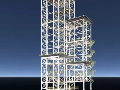 Industrial tower building in structure 26i02 3D model